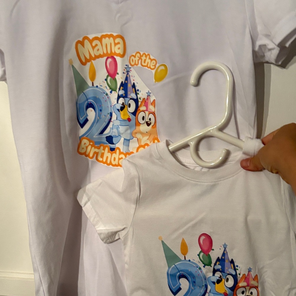 Custom Birthday Girl and Mama Matching Bluey T-Shirts
